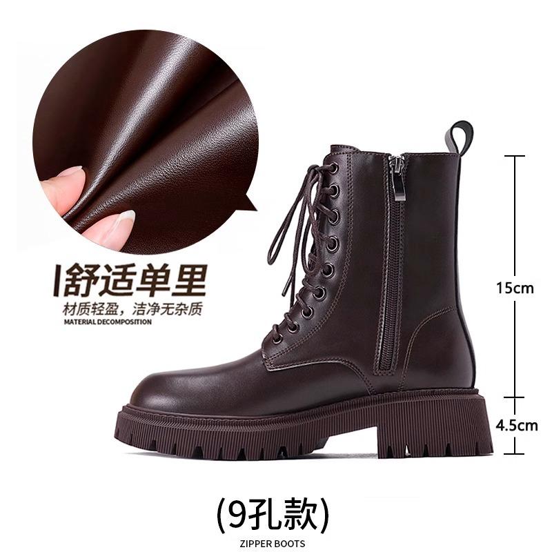 Chelsea boots women's inner height increase spring and autumn new cigarette tube short boots thick-soled Martin boots women's style