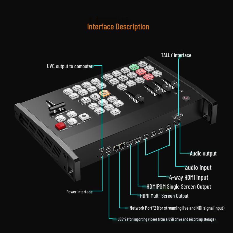 Oton 4K 5-Channel Live Broadcast Video Switcher