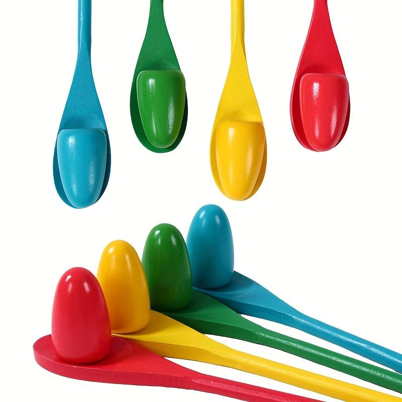 Easter Egg Spoon Race Game Set 4 Sets of Wooden Balance Spoons for Party Decorations, Outdoor Fun Games, and Party Gifts, Party Supplies