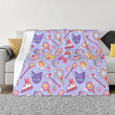 Cardcaptor Sakura Blankets Flannel Anime Cute Keroberos Japan Manga Super Warm Throw Blanket for Bedroom Sofa Bed Rug
