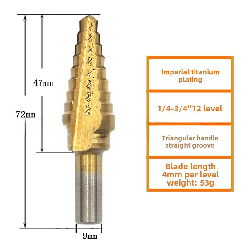 Set popular de 5 burghie treptate din oțel britanic: Turn Triunghiular, 1/4-1-3/8 Inch, Carotă Specială.