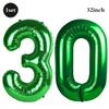 32 Inch Green Number Foil Balloons 0-9 Jungle Safari Theme Soccer Party Decor Kid Boy 1st Birthday Dinosaur Baby Shower Supplies