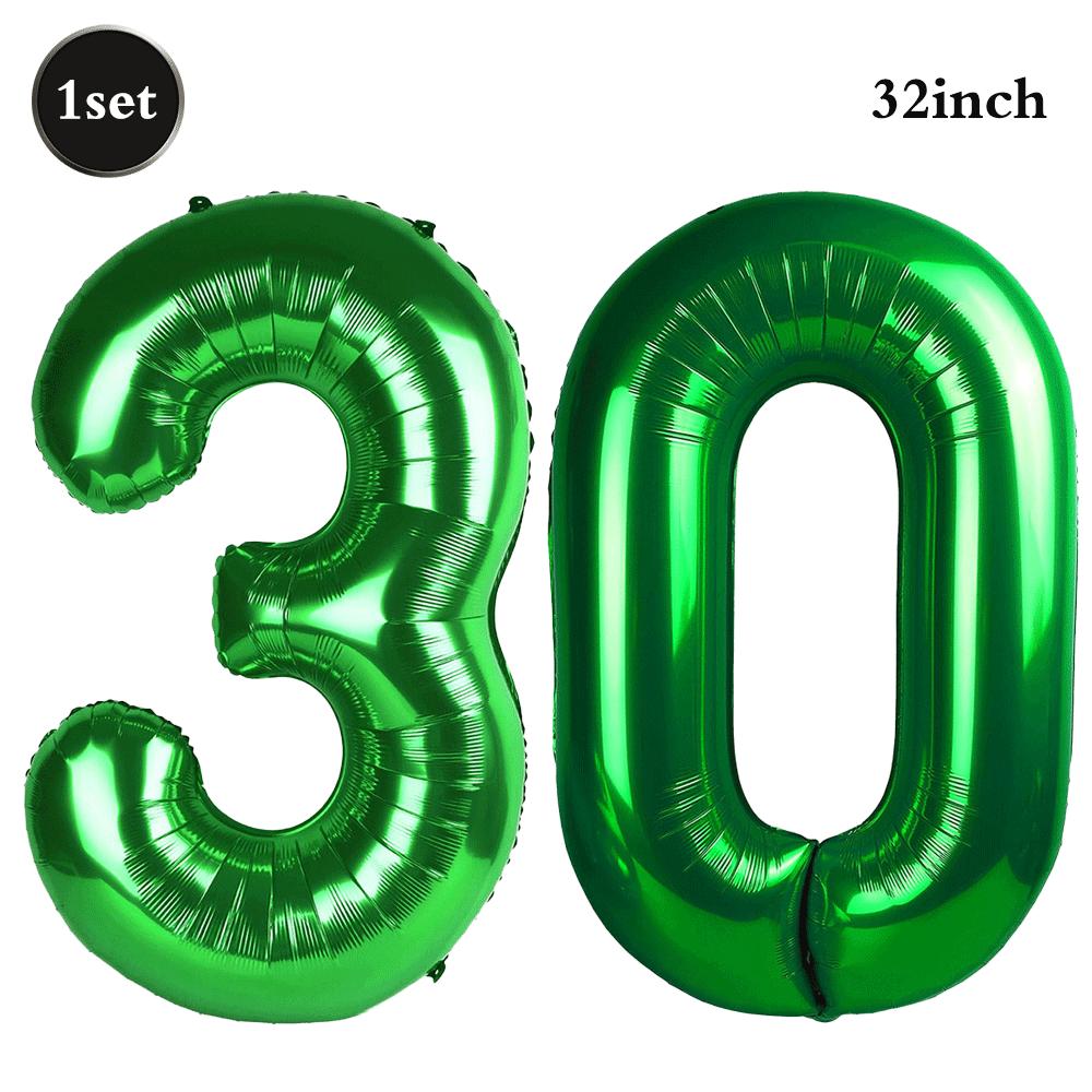 32 Inch Green Number Foil Balloons 0-9 Jungle Safari Theme Soccer Party Decor Kid Boy 1st Birthday Dinosaur Baby Shower Supplies