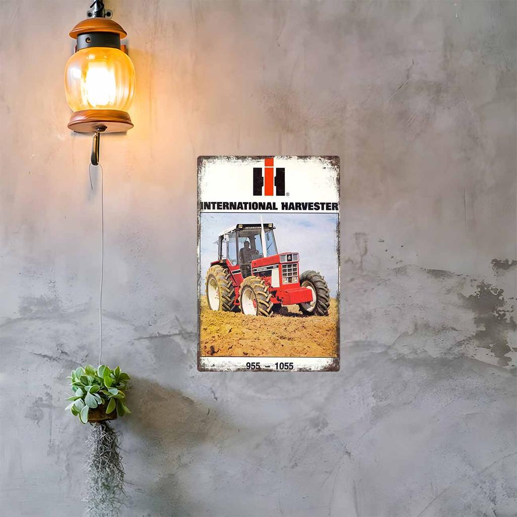 Scenic Farmland with Tractor Driving Over Green Hills Vintage Metal Wall Sign Decor Poster Frames Garage Living Room