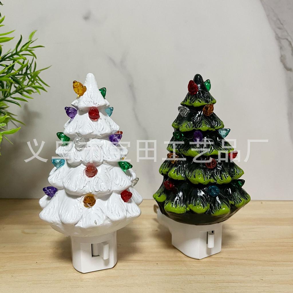 Christmas day decoration with certified American specification plug-in resin christmas tree wall lamp bedside night light living room study