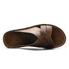 Summer Handmade Leather Slippers for Men Comfortable Beach Walking Shoes Slip On Light Male Flats Slippers Outdoor Half Drag