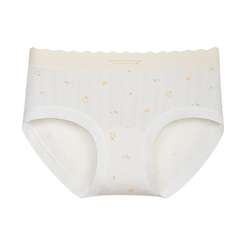 Women S Mid Waist Floral Cotton Underwear Antibacterial Long Crotch Panties
