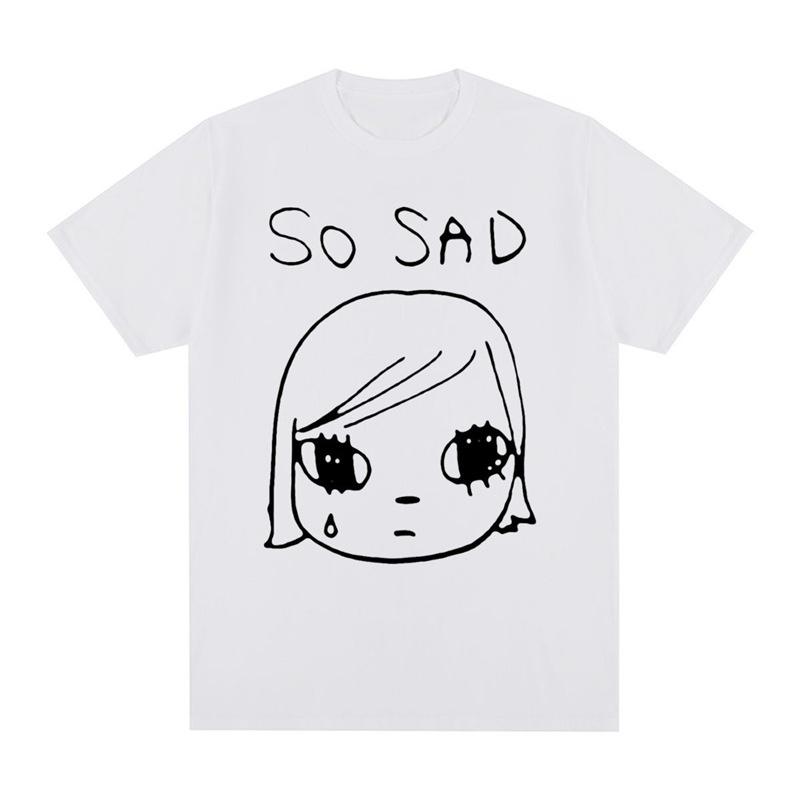 Minimalist Letter Pattern SO SAD Print T-Shirt Unisex Crew Neck Short-sleeved Retro Street Y2K Casual Fashion Tops Clothing