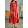 Japanese Women's Loose-Fit Cotton & Linen Irregular Hem Dress