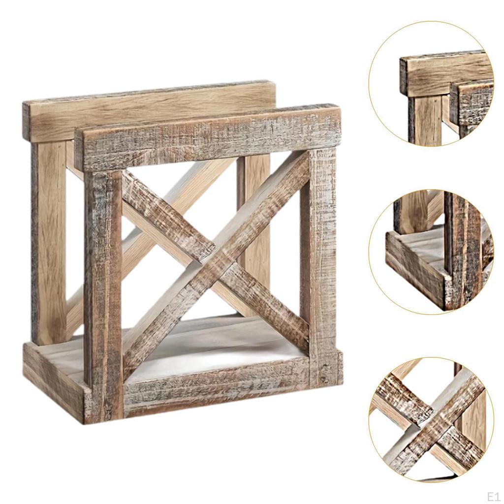 Dining Table Paper Box Napkin Dispenser Distressed Rustic Torched Wood Holder for Indoor
