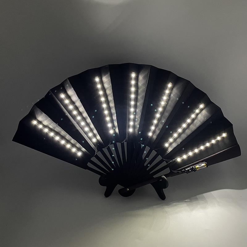 Rose Lace Edge LED Folding Fan - Wedding Gift & Dance Prop