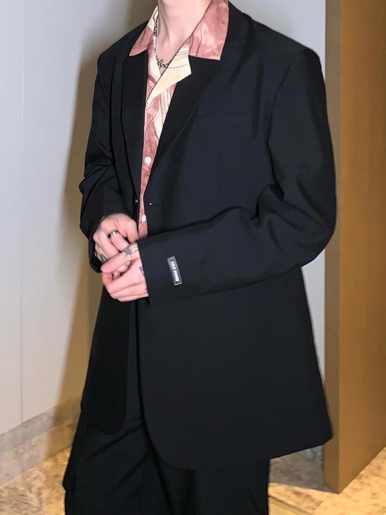 Men's High-End Vintage Casual Suit Jacket with Shoulder Pads