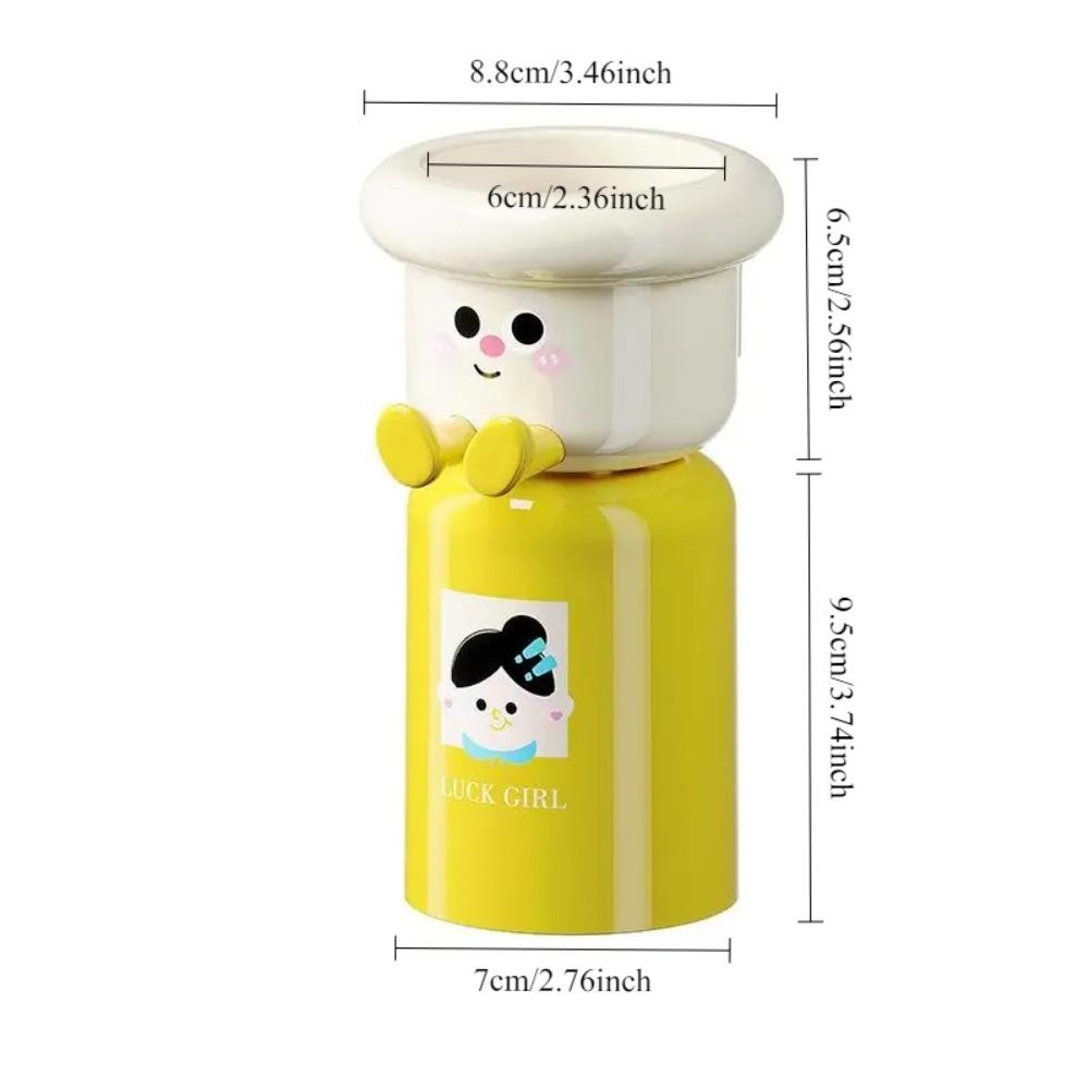 Cartoon Toothbrush Holder 1 Set Wall Mounted Non Perforated Bathroom Storage Rack Cup Storage Accessory