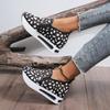 Women's Korean Style Breathable Mesh White Slip-On Mid-Heel Platform Casual Shoes