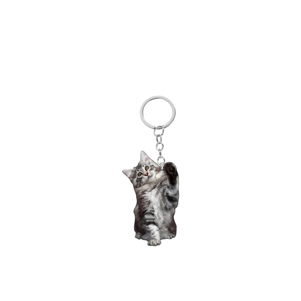 Doppelseitiger Acryl-Schlüsselanhänger mit Tuxedo-Katze für Rucksack