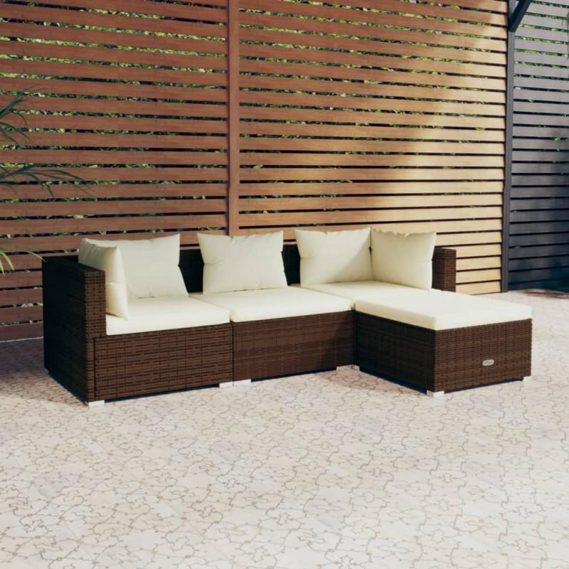 Day and Night - Day and Night 4-piece Garden Furniture Set and Brown Synthetic Rattan Cushions