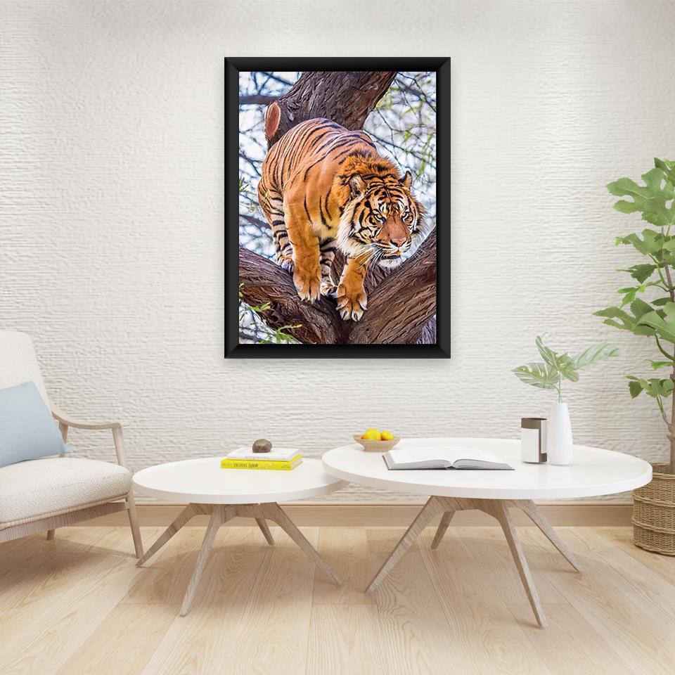 5D DIY-diamantmaleri helrundt bor Dyr tiger korssting mosaikkkunst oljemaleri diamantbroderi hjemmedekorasjon