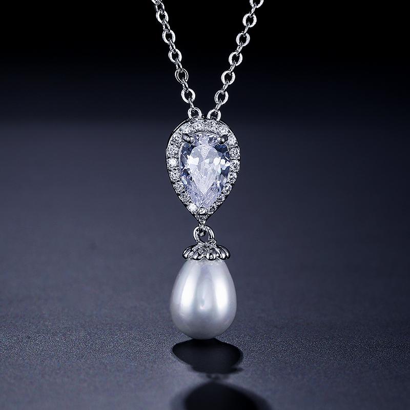 ZAKOL Brand Water Drop Simulated Zircon Dangle Earrings for Women Fashion Lady's Ear Accessory Wedding Engagement Party Zircon