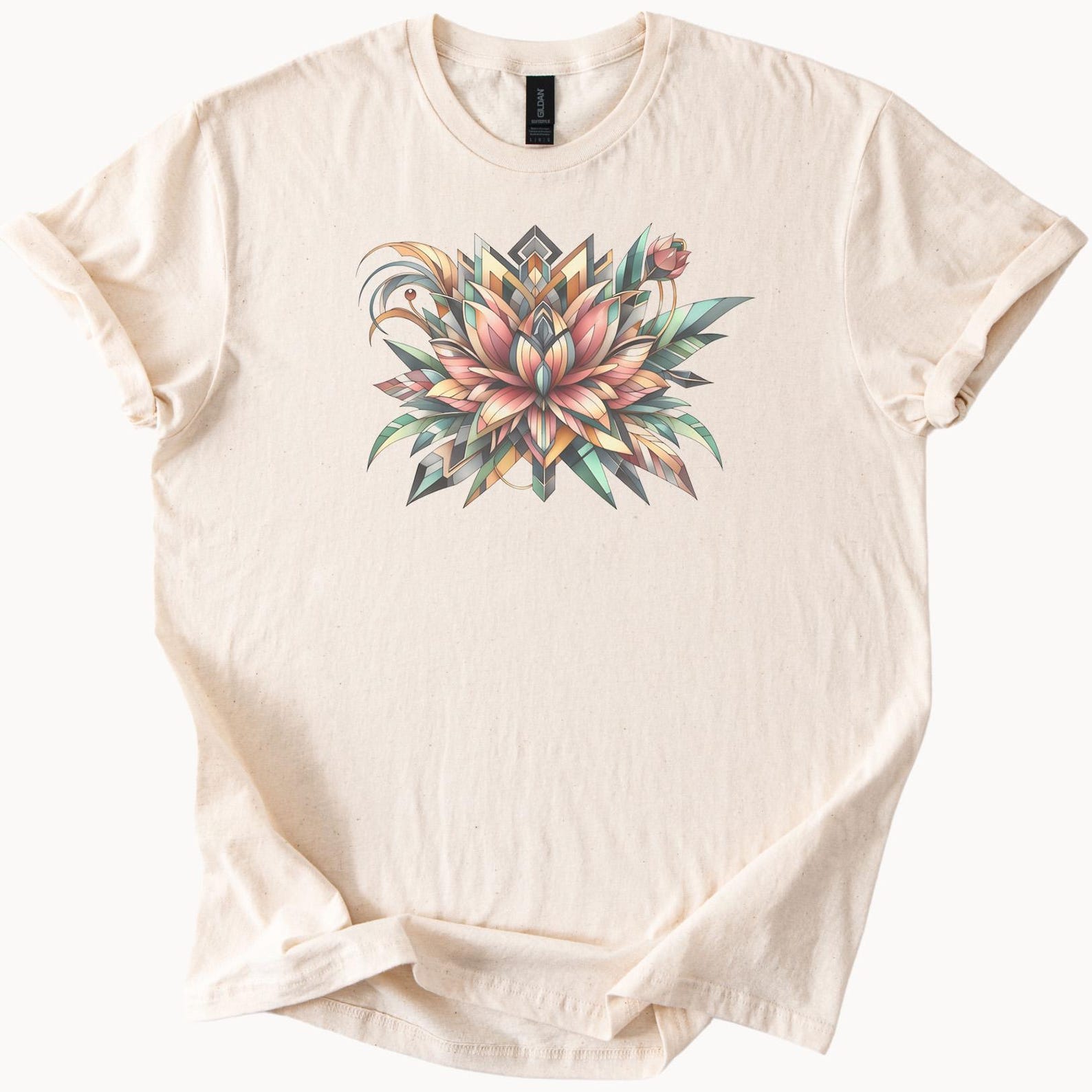 Lotus mandala flower art t shirt geometric pastel graphic tee 140