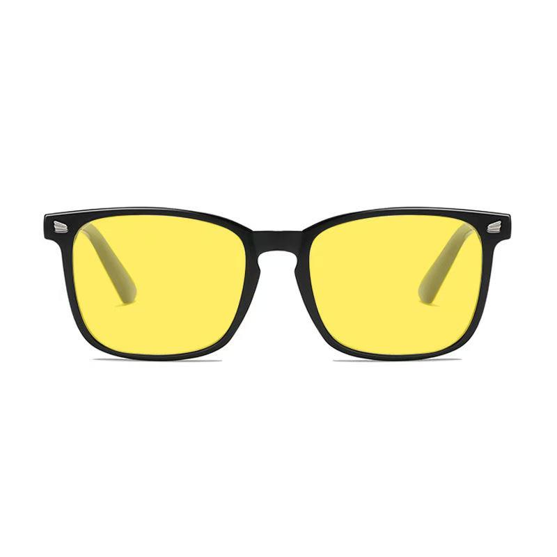 Retro Square Frame Yellow Lens Night Vision Glasses with UV Protection for Men and Women