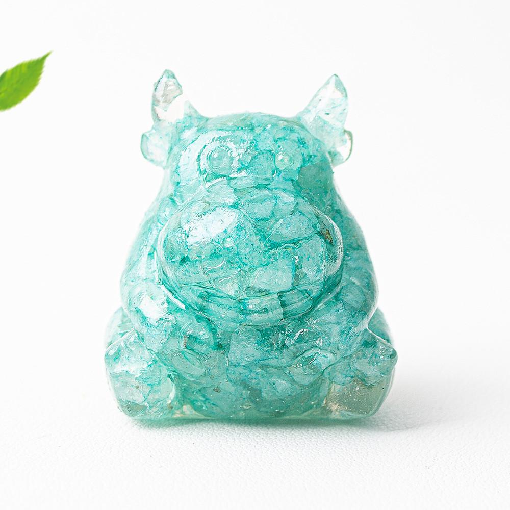 Resin Crystal Cow Figurine With Lucky Fortune For Office Desk Decor Gift For Teens And Adults