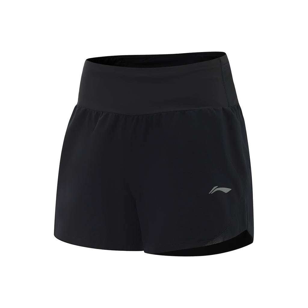 Li Ning Running Series Sport Minimalist Solid Color Casual Shorts Women shorts Black AKSV102-1
