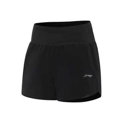 Li Ning Running Series Sport Minimalist Solid Color Casual Shorts Women Shorts Black AKSV102-1