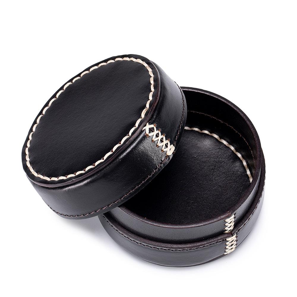 

New first-layer vegetable tanned cowhide jewelry box round retro multi-functional storage box high-end jewelry box