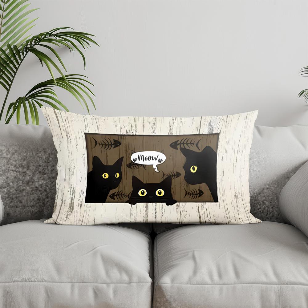 Home Decor Cute Cats Party Pattern Pillow Suitable For Sofa Bedroom Car Pillow Cover Cushion Rectangular Back Cushion