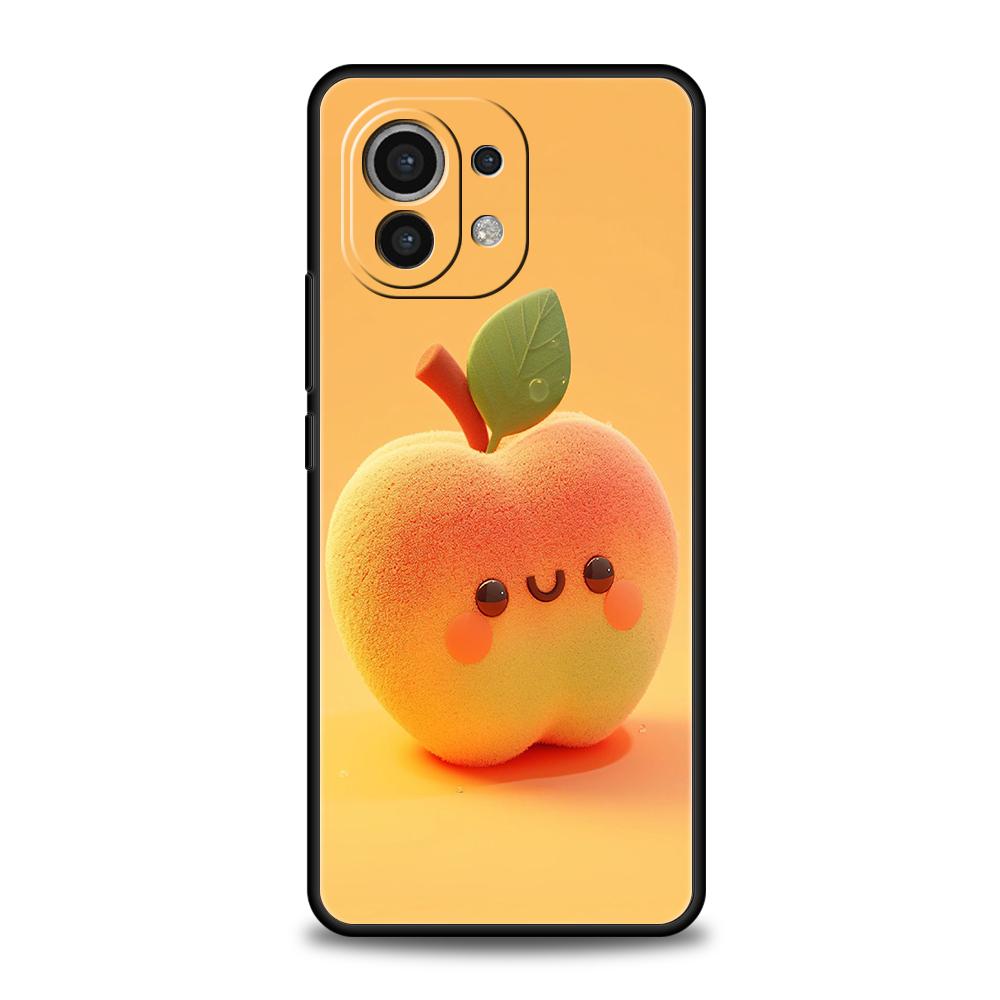 Phone Case Cover for Xiaomi Poco F7 F6 F5 F4 F3 X7 X6 X5 X4 X3 NFC M4 C51 C55 GT Pro 5G Soft TPU Fundas Cartoon Fruit Peach Bags