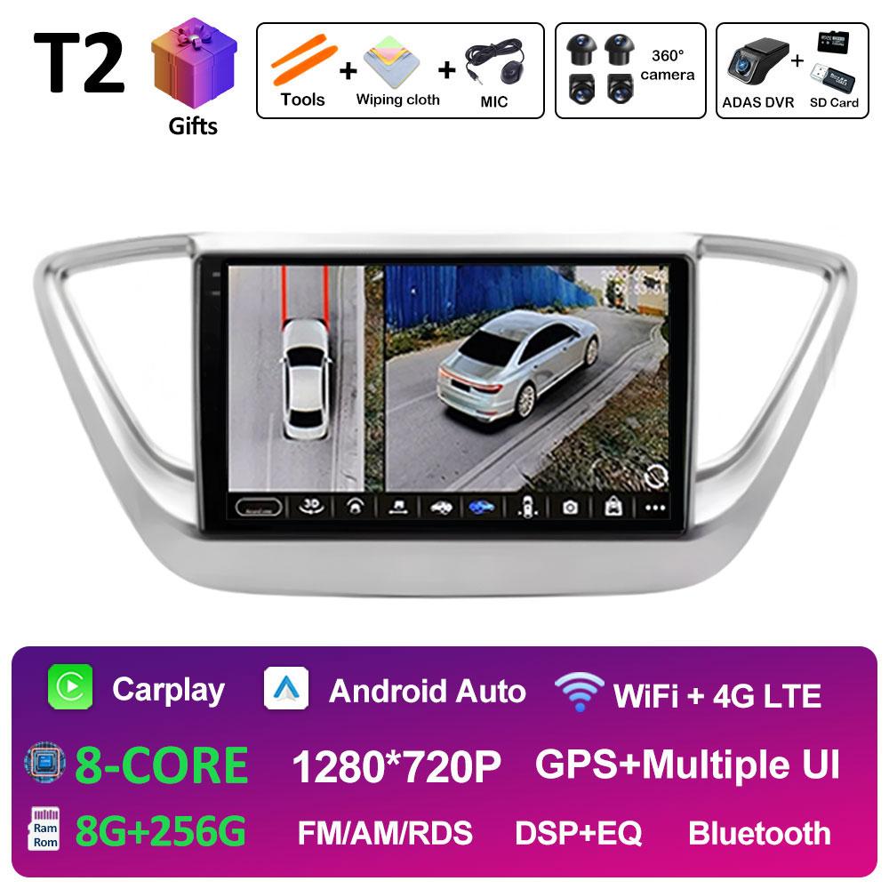 For Hyundai Solaris 2 Verna Accent 2017 2018 2019 2020 DSP Stereo Autoradio 9 inch Wireless Carplay Cooling fan WIFI Accessories