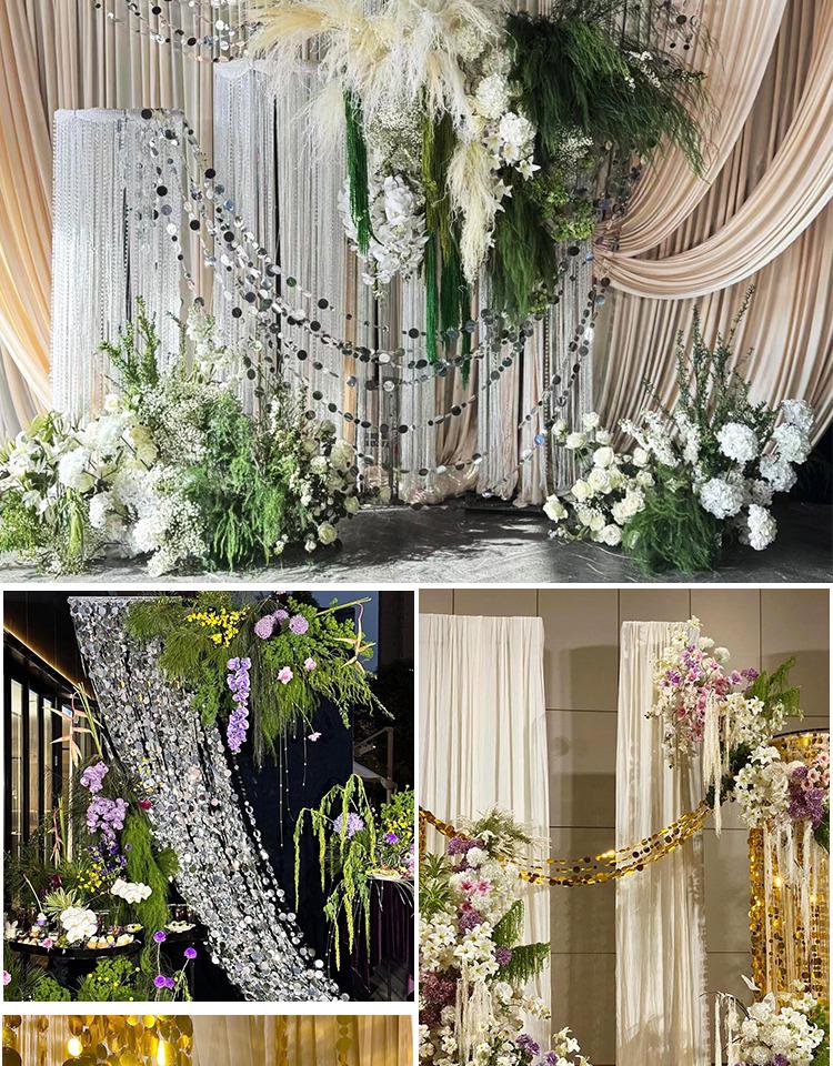 Perlmuttfarbene Pailletten-Hängekette Dekoration für Hochzeitsbogen und Decke