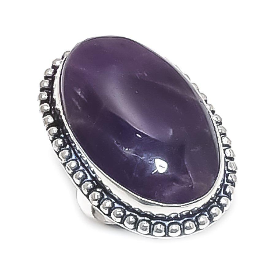 

Natural Sage Amethyst Gemstone 925 Sterling Silver Jewelry Ring Size 6 ETC-13553