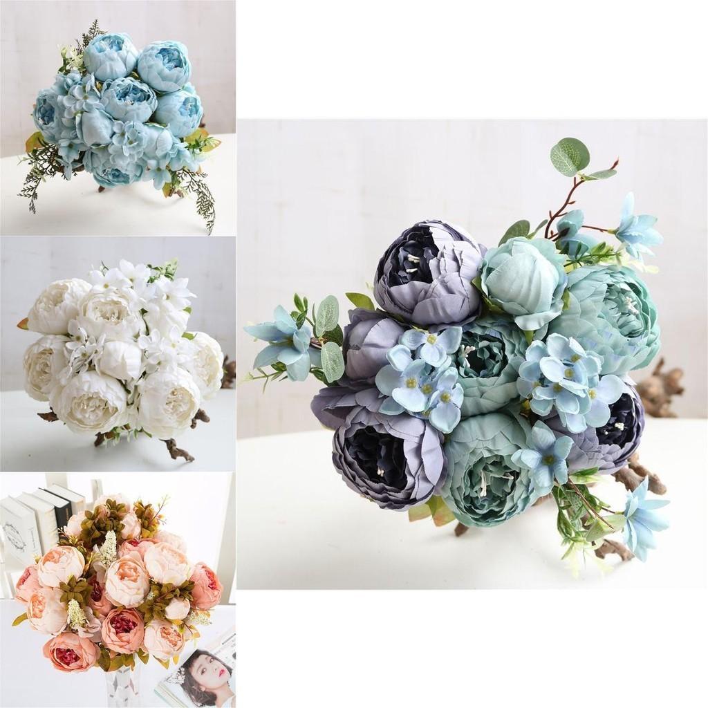 8 Heads Artificial Silk Peony Bouquet For Realistic Wedding Decor**