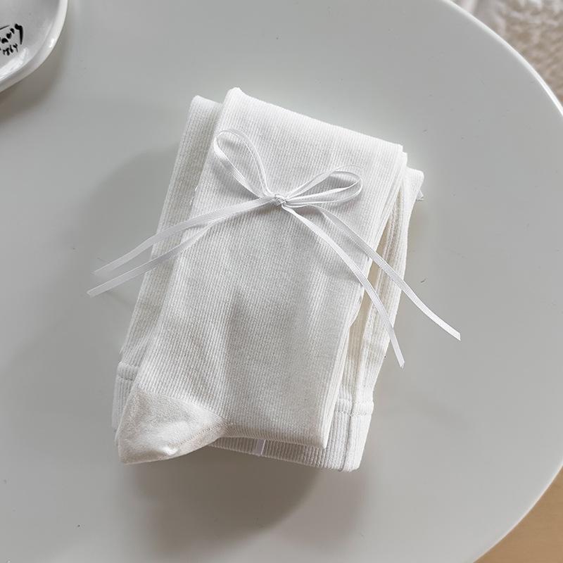 

2025 New Cotton Bow White Tights for Girls - Spring & Autumn Leggings L / Height 105-120cm