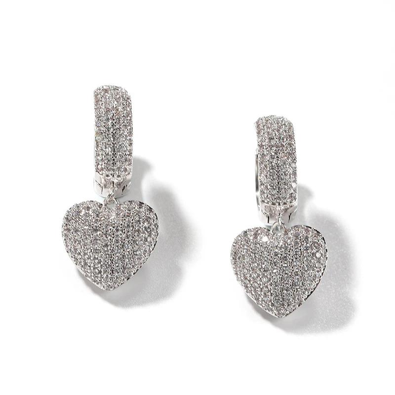 Huitan Noble Heart Drop Earrings for Women Romantic Dazzling Attractive Piercing Accessories Trendy Exquisite Wedding Jewelry