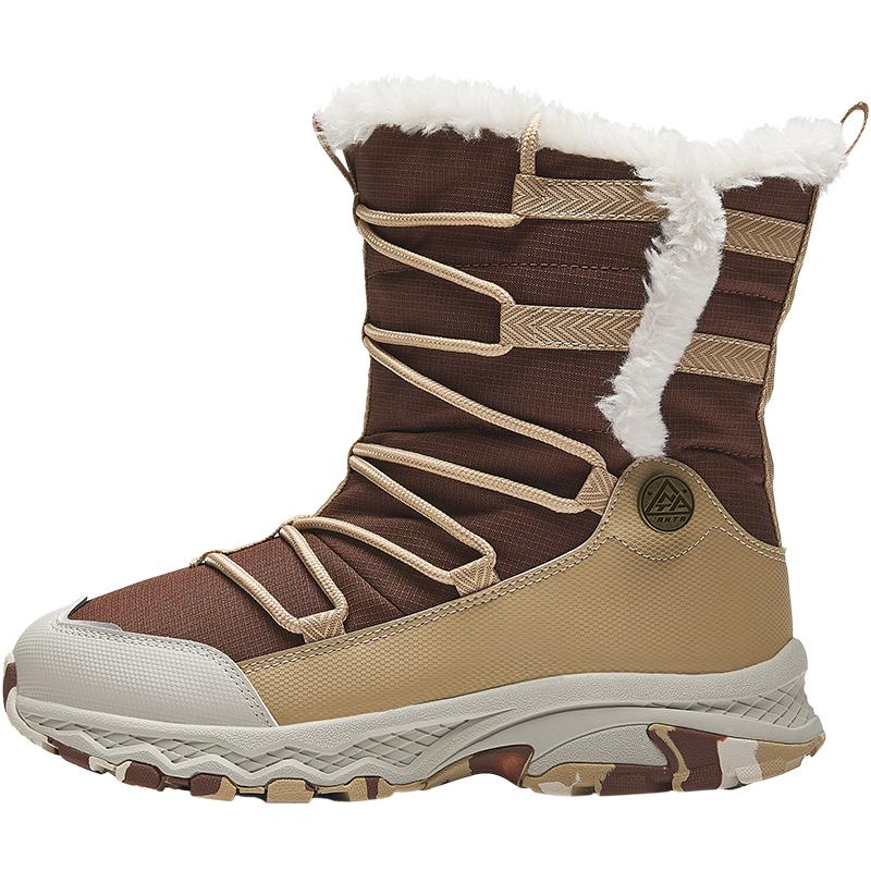 Anta Kids Trendy Fashion Thickened Warm Boots Kids Boots Brown Khaki Gray A22446923-2