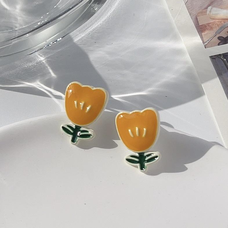 

Серебряные серьги-тюльпаны: Простой корейский стиль с кристальным жемчугом