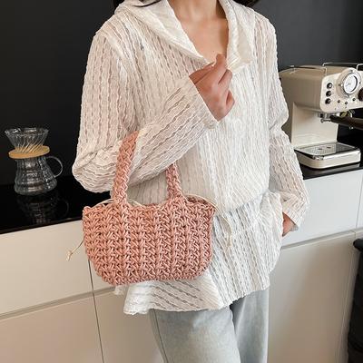Foreign Style Crocheted Small Bag Women's Spring and Summer New Lazy Wind Woven Cotton Thread Bag Dopamine Design Sense Going Out Hand Bag