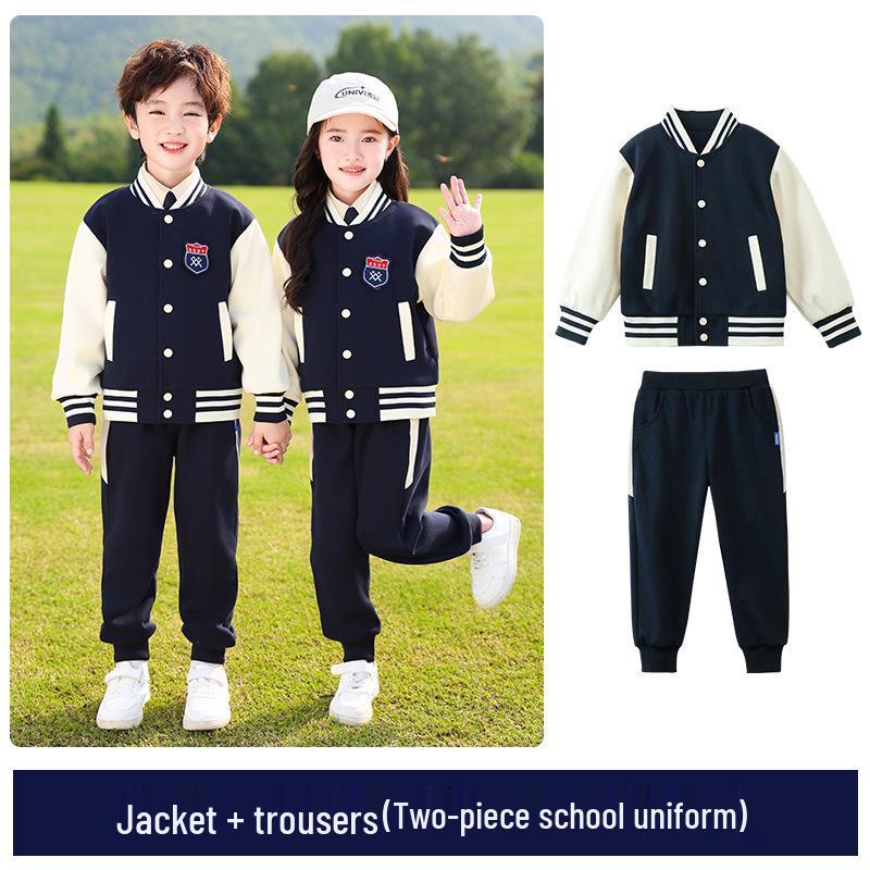 

Темно-синий детский спортивный костюм: Осенне-зимний костюм-тройка для детского сада и начальной школы 150 cm