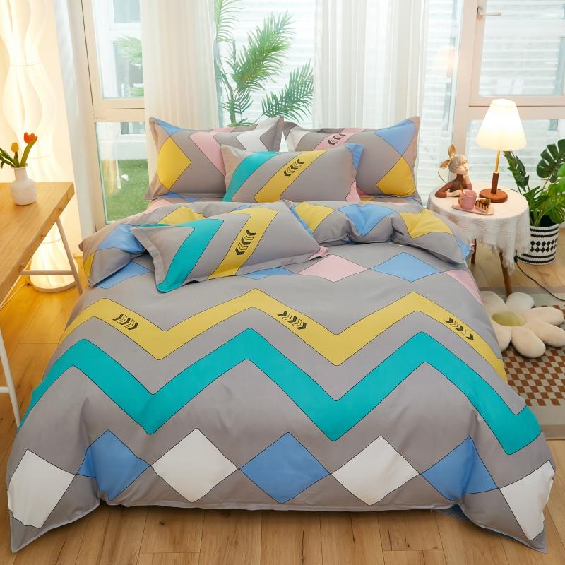 

Boho Geometric Soft Duvet Cover Quen Sized Dimensions - 3 Piece Farmhouse Aztec Stripe Patern Print Microfiber Warm Comforter Cover Soft Beding Set 135*200cm Eu-Single