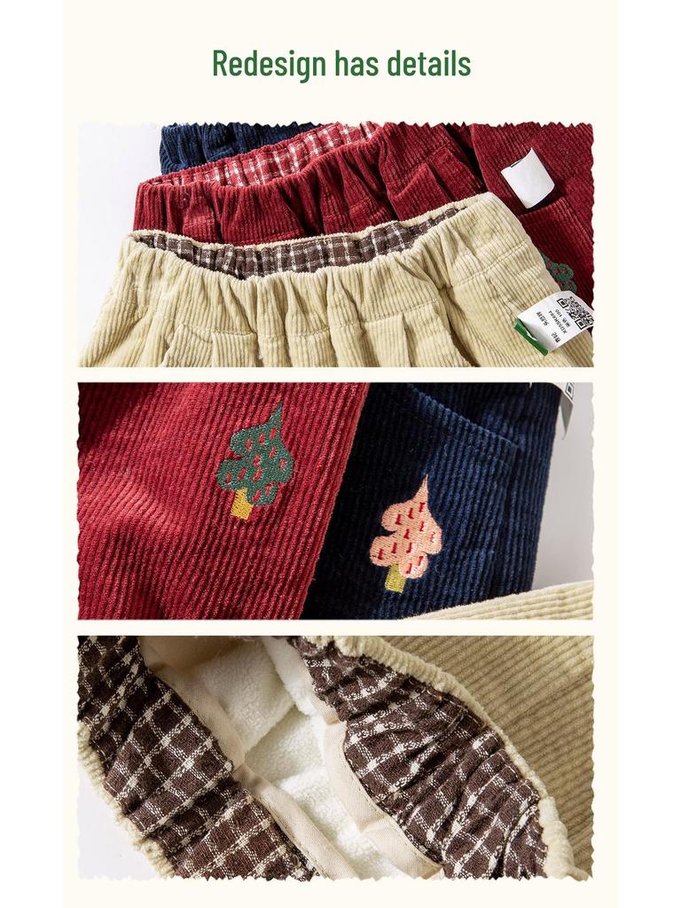 Winter 2025 Girls' Fleece-Lined Warm Casual Pants