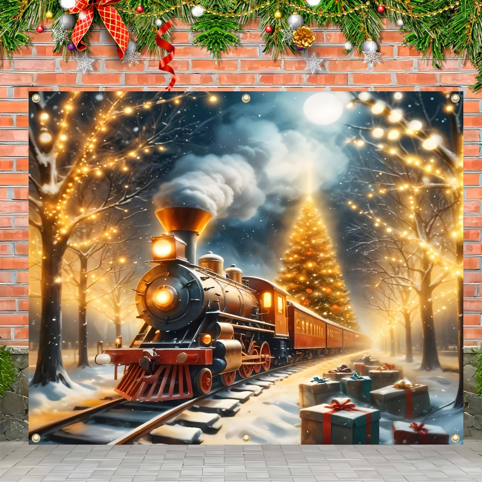 Charming golden snowflake Christmas garage banner winter wonderland decoration 150X100