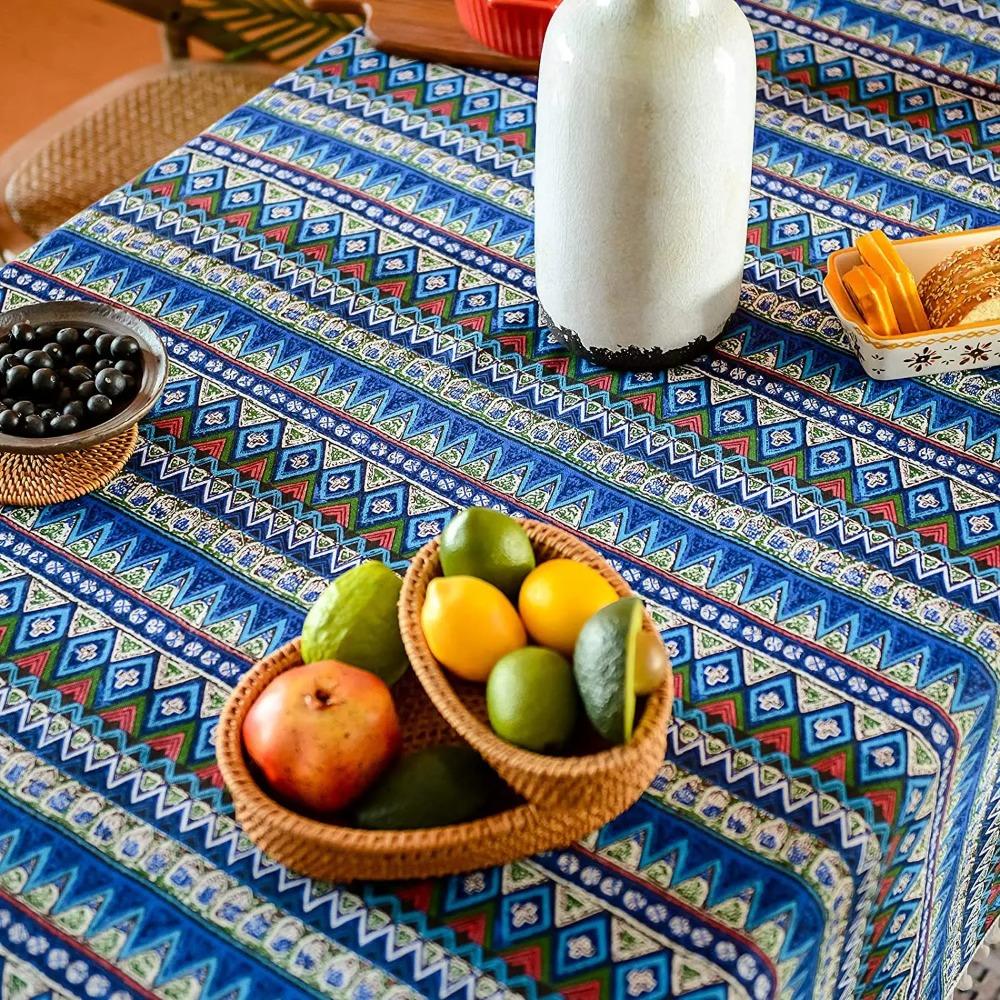 Nordic Style Bohemian Tablecloth with Tassel Table Cover Practical Ethnic Tablecloth  Living Room