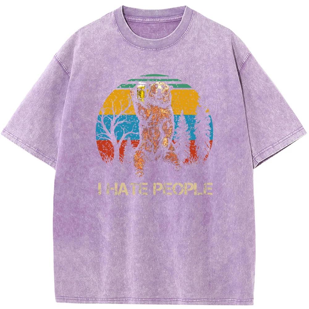 

Мужская/женская выстиранная футболка с принтом пива и медведя, хлопковая, забавная, свободная, отбеленная футболка, ретро, отбеленная футболка, топы 3XL