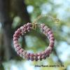 Women's Fashion Bracelet: Red Wood Grain with Natural Stone Crystal & Stainless Steel Lobster Clasp