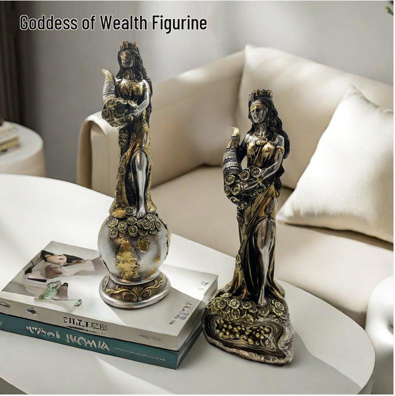 Greek Goddess Wealth Statue: Lucky Desk Ornament for Office or Cashier Gift