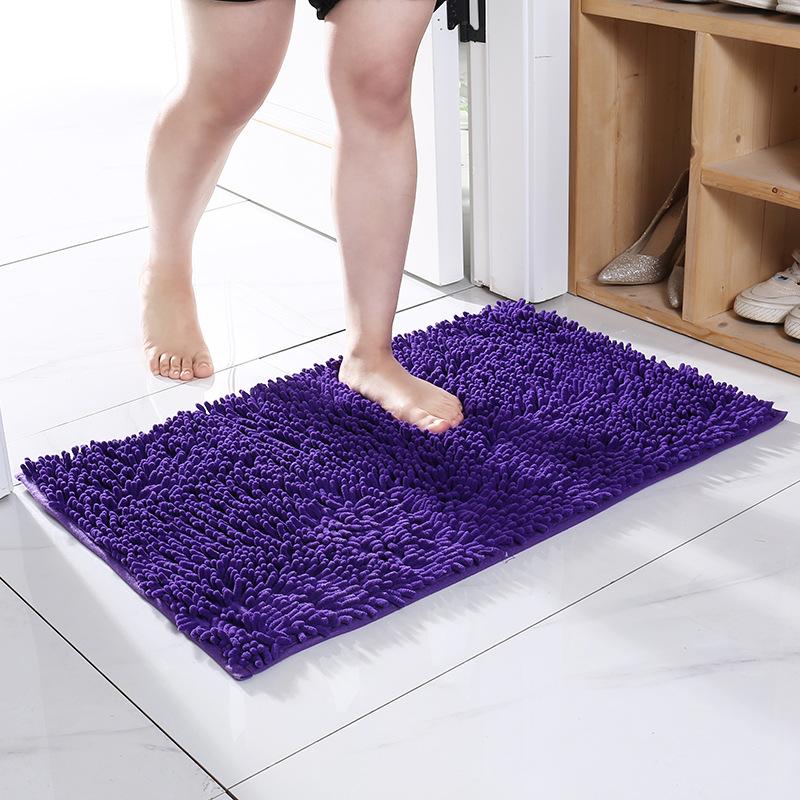 Inyahome Plush Microfiber Non Slip Soft Bathroom Rug Absorbent Machine Washable Chenille Bath Mat Quick Dry Shag Bathroom Carpet