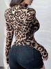 2025 Autumn Women's Leopard Print Zipper Cardigan