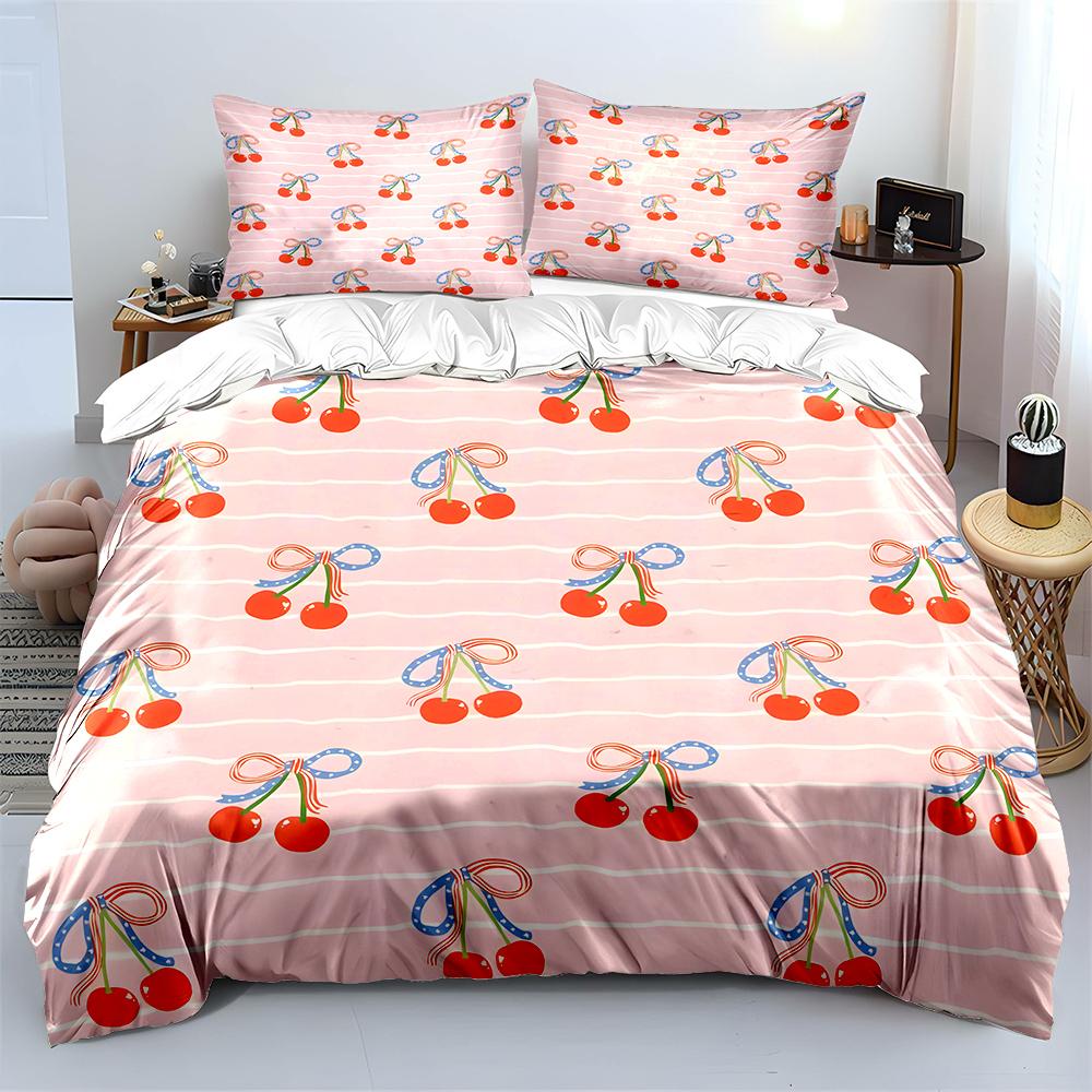 3-teiliges Bettwäsche-Set mit Kirschblüten-Rosa-Muster 1 Bettbezug 2 Kissenbezüge für Erwachsene und Kinder Luxuriöses Geschenk Vollgröße